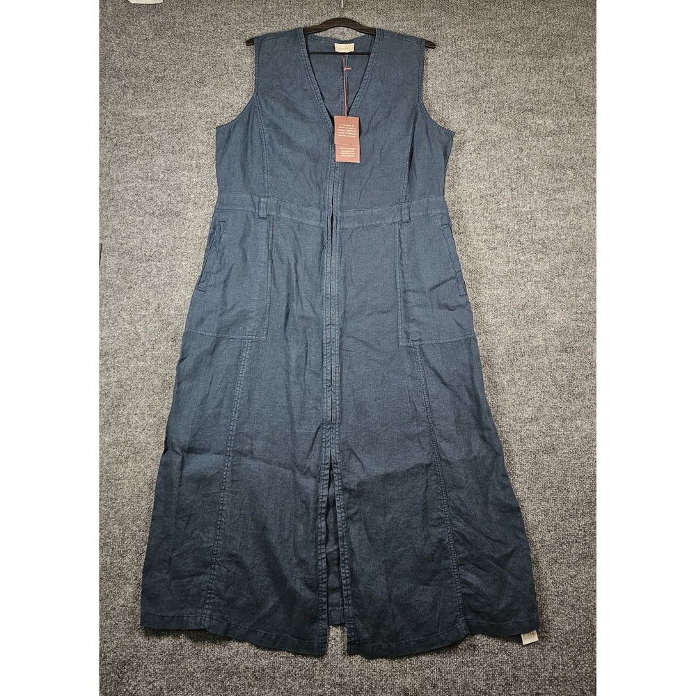 Poetry Linen Sleeveless Maxi Dress Women's Size 14 Blue NWT